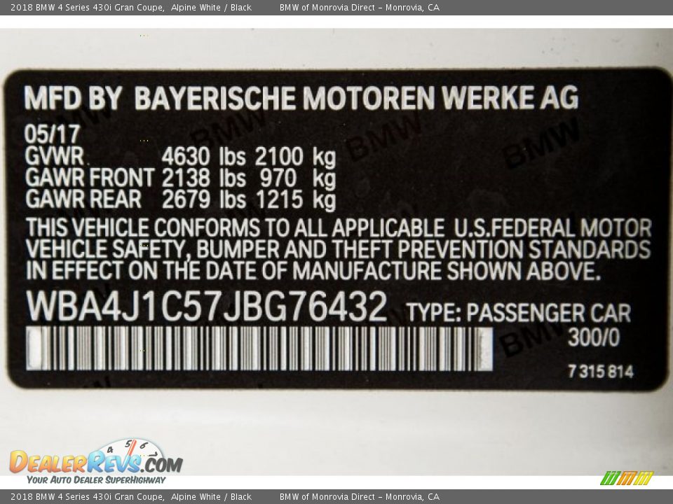 2018 BMW 4 Series 430i Gran Coupe Alpine White / Black Photo #11