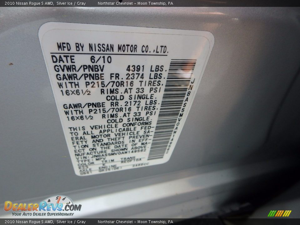 2010 Nissan Rogue S AWD Silver Ice / Gray Photo #14
