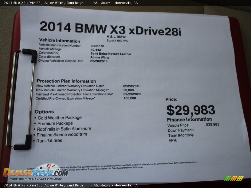 2014 BMW X3 xDrive28i Alpine White / Sand Beige Photo #11