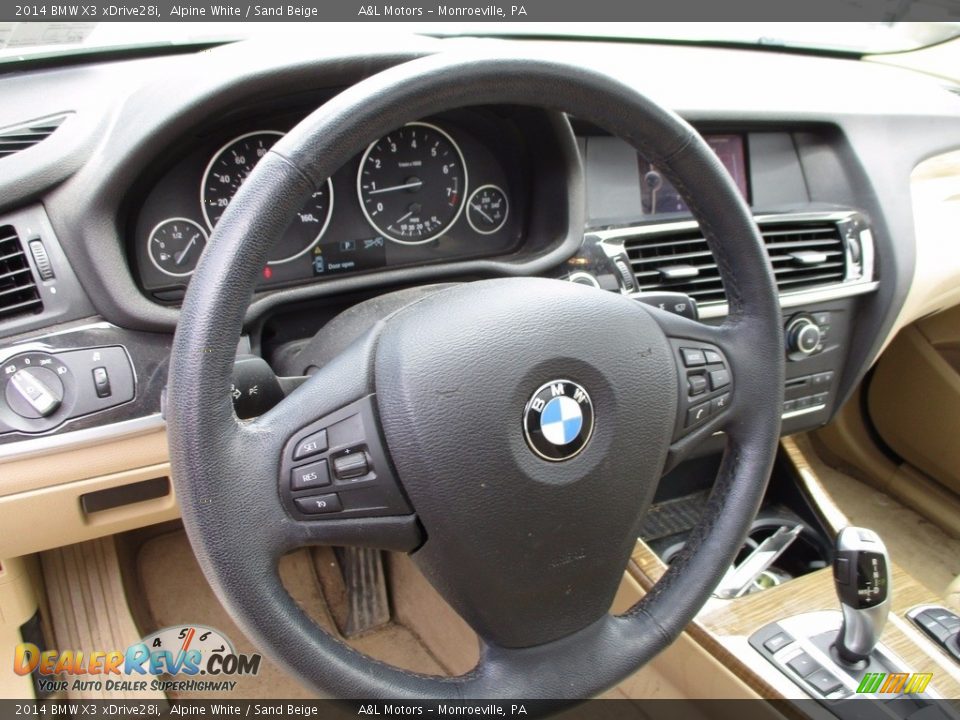 2014 BMW X3 xDrive28i Alpine White / Sand Beige Photo #14