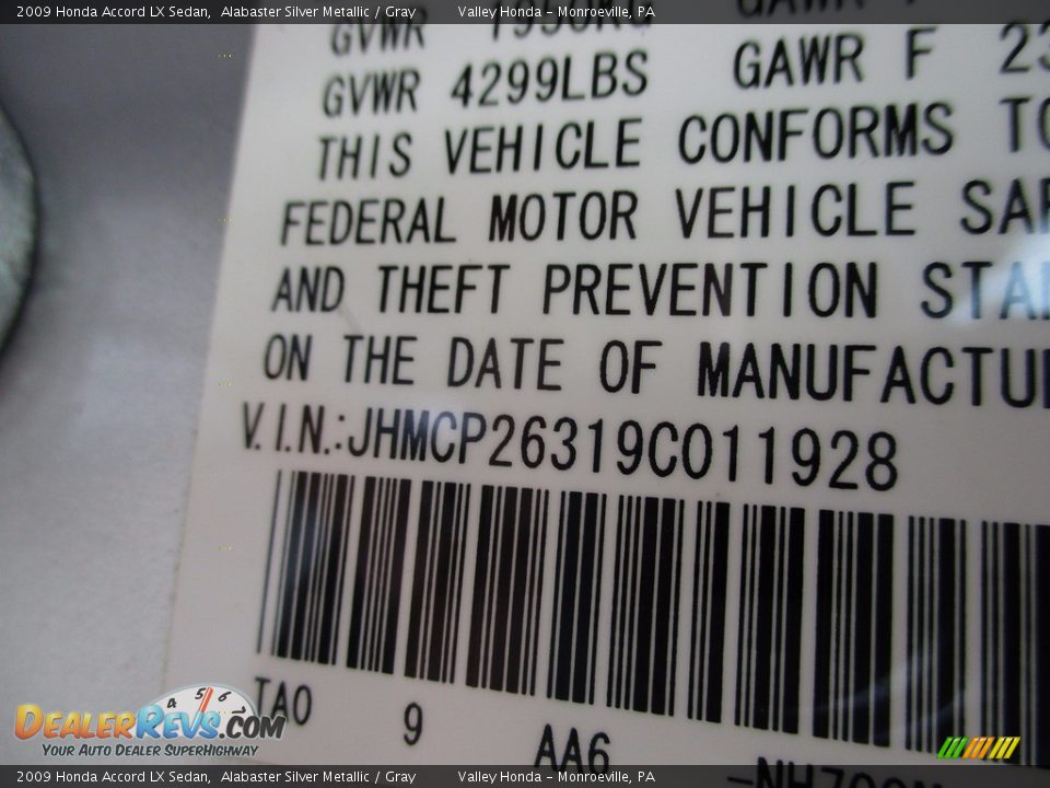 2009 Honda Accord LX Sedan Alabaster Silver Metallic / Gray Photo #19