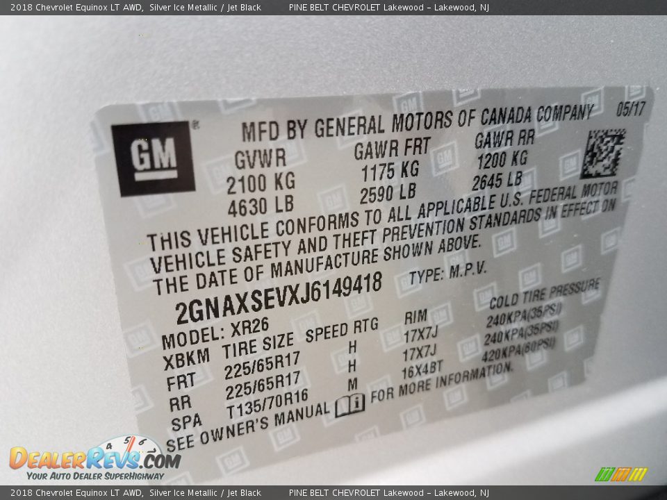 2018 Chevrolet Equinox LT AWD Silver Ice Metallic / Jet Black Photo #9