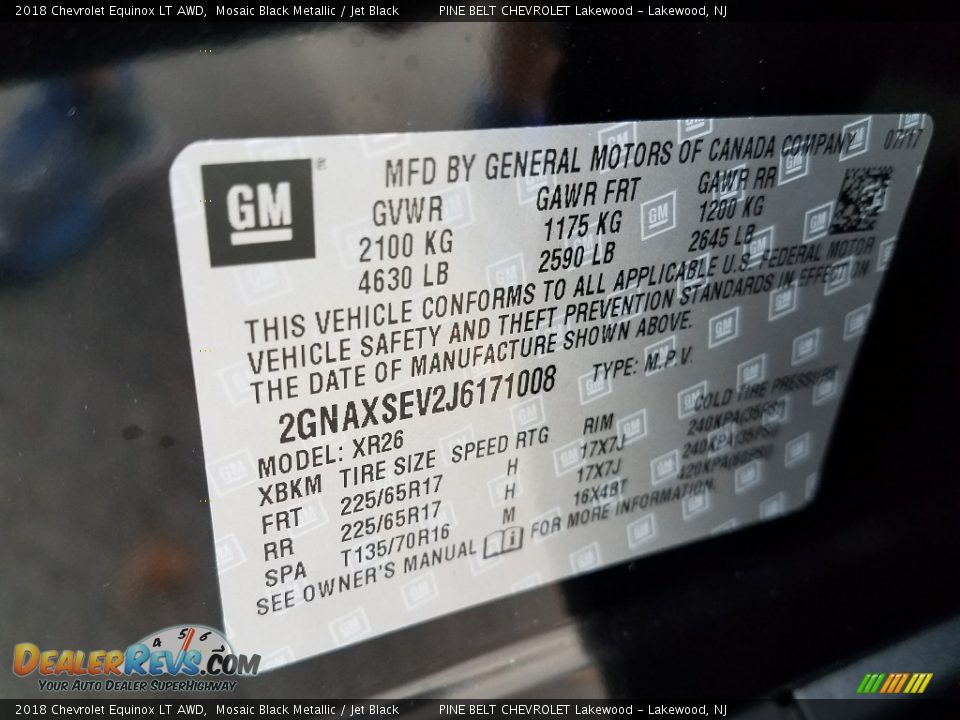 2018 Chevrolet Equinox LT AWD Mosaic Black Metallic / Jet Black Photo #9