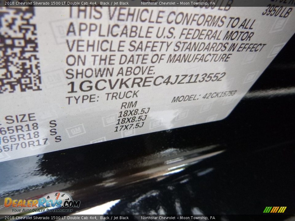 2018 Chevrolet Silverado 1500 LT Double Cab 4x4 Black / Jet Black Photo #16