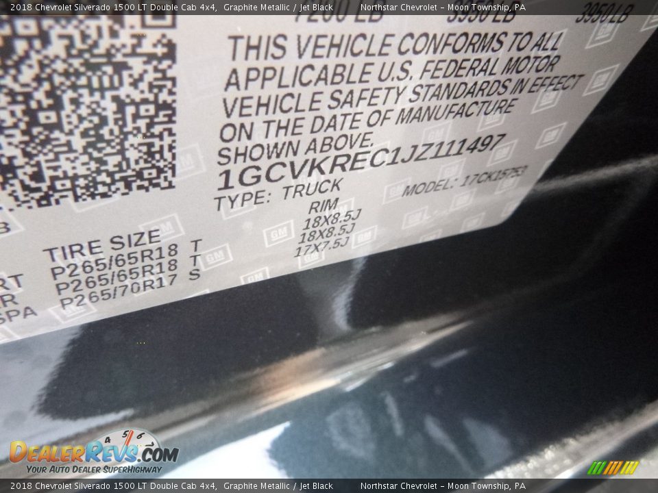 2018 Chevrolet Silverado 1500 LT Double Cab 4x4 Graphite Metallic / Jet Black Photo #18