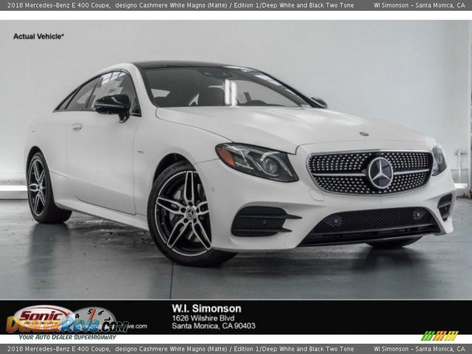 2018 Mercedes-Benz E 400 Coupe designo Cashmere White Magno (Matte) / Edition 1/Deep White and Black Two Tone Photo #1