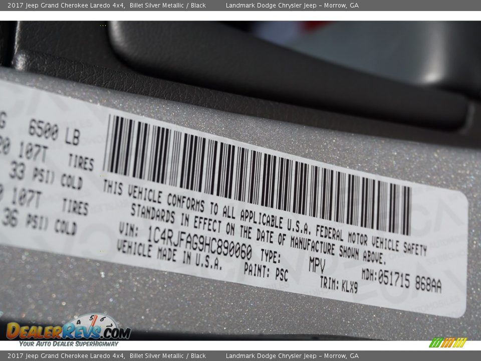 2017 Jeep Grand Cherokee Laredo 4x4 Billet Silver Metallic / Black Photo #9