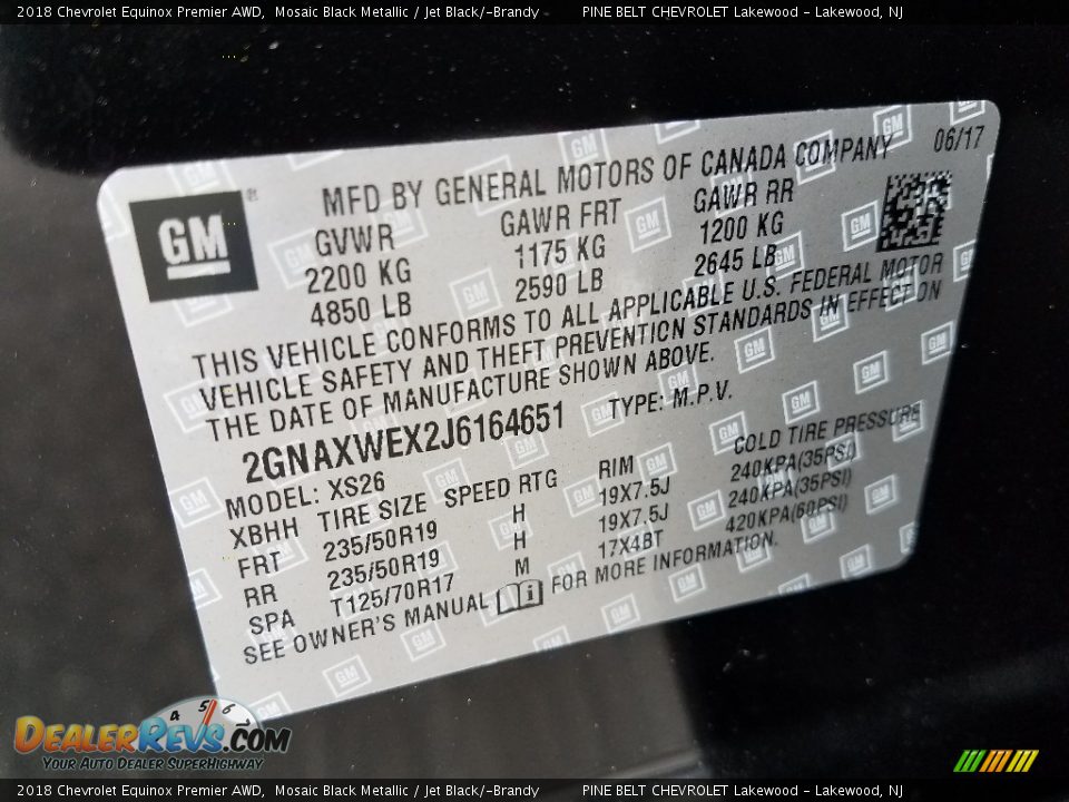 2018 Chevrolet Equinox Premier AWD Mosaic Black Metallic / Jet Black/­Brandy Photo #9