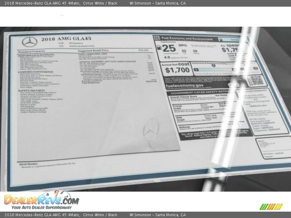 2018 Mercedes-Benz GLA AMG 45 4Matic Window Sticker Photo #11