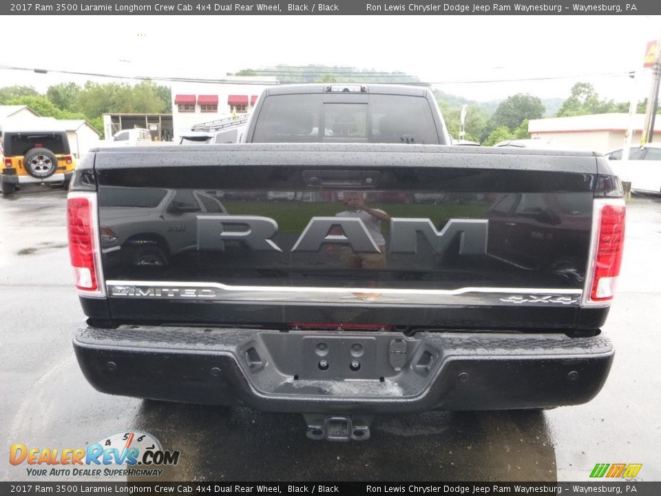 2017 Ram 3500 Laramie Longhorn Crew Cab 4x4 Dual Rear Wheel Black / Black Photo #4