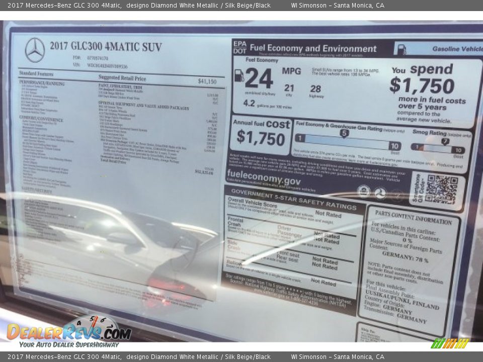 2017 Mercedes-Benz GLC 300 4Matic designo Diamond White Metallic / Silk Beige/Black Photo #11