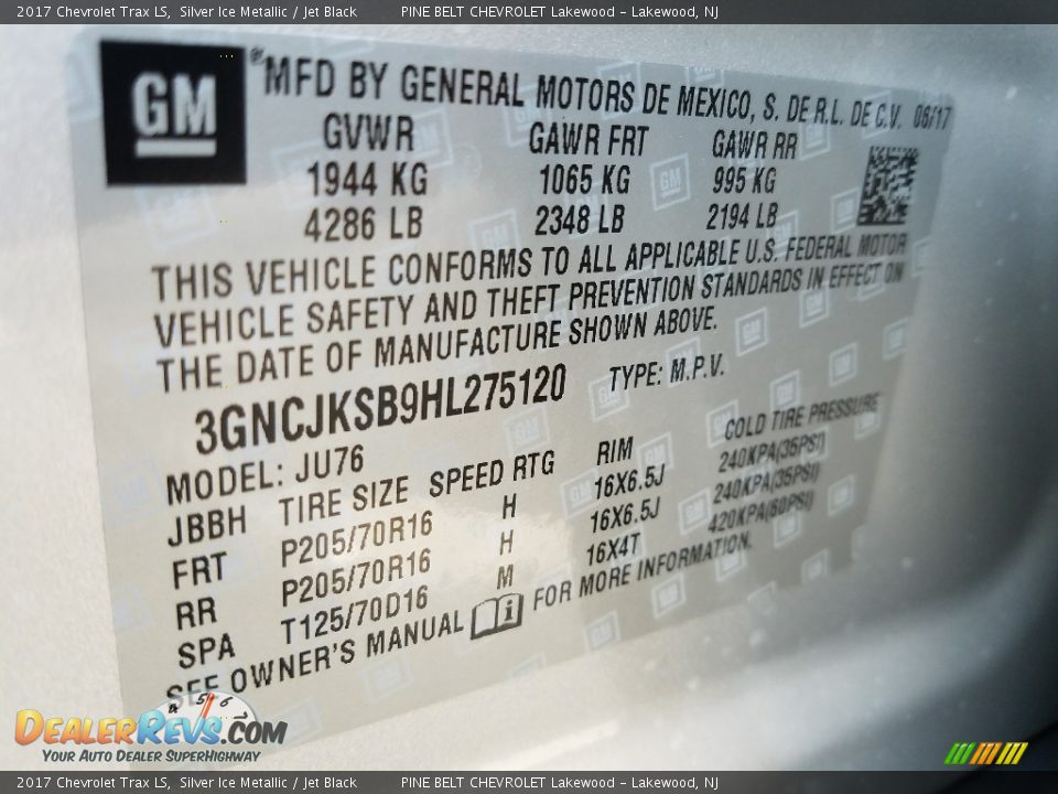 2017 Chevrolet Trax LS Silver Ice Metallic / Jet Black Photo #10