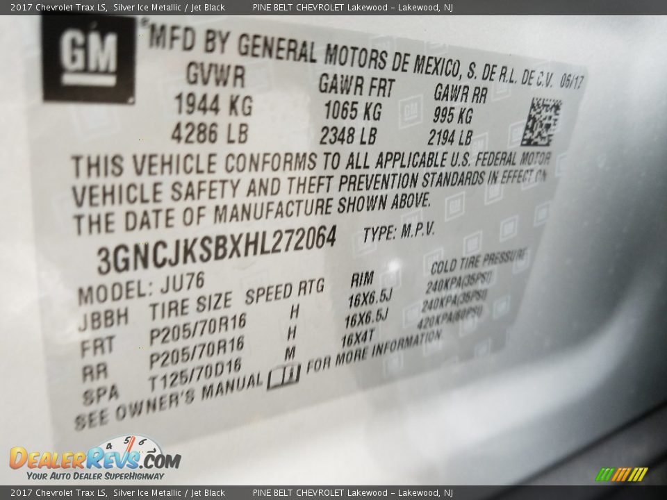 2017 Chevrolet Trax LS Silver Ice Metallic / Jet Black Photo #8