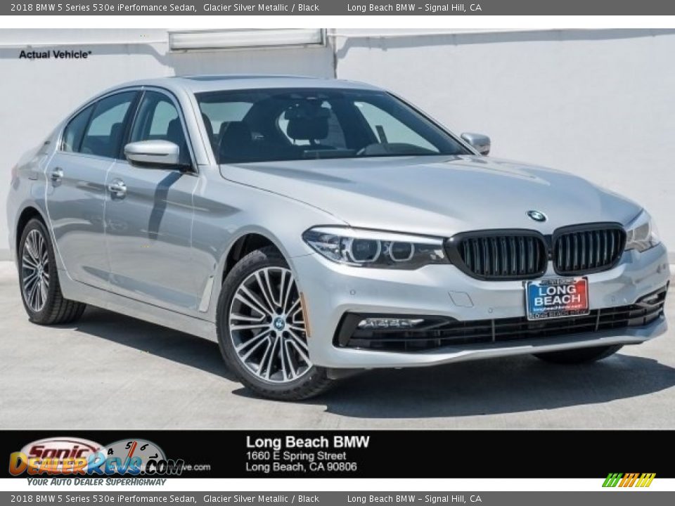 2018 BMW 5 Series 530e iPerfomance Sedan Glacier Silver Metallic / Black Photo #1