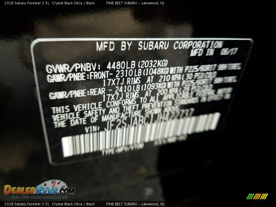 2018 Subaru Forester 2.5i Crystal Black Silica / Black Photo #7