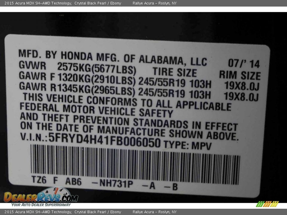 2015 Acura MDX SH-AWD Technology Crystal Black Pearl / Ebony Photo #19