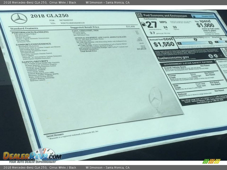 2018 Mercedes-Benz GLA 250 Cirrus White / Black Photo #11