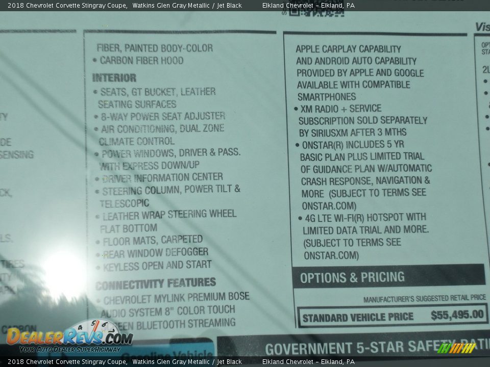 2018 Chevrolet Corvette Stingray Coupe Window Sticker Photo #16