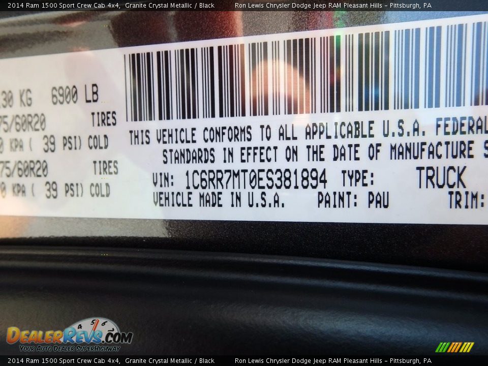2014 Ram 1500 Sport Crew Cab 4x4 Granite Crystal Metallic / Black Photo #15