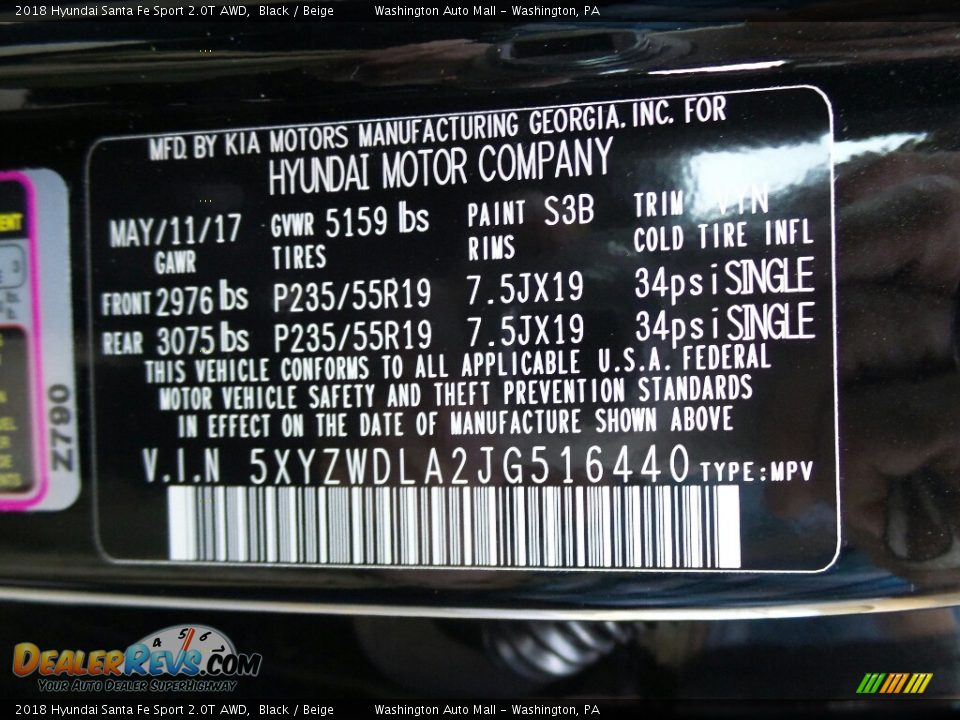 2018 Hyundai Santa Fe Sport 2.0T AWD Black / Beige Photo #8