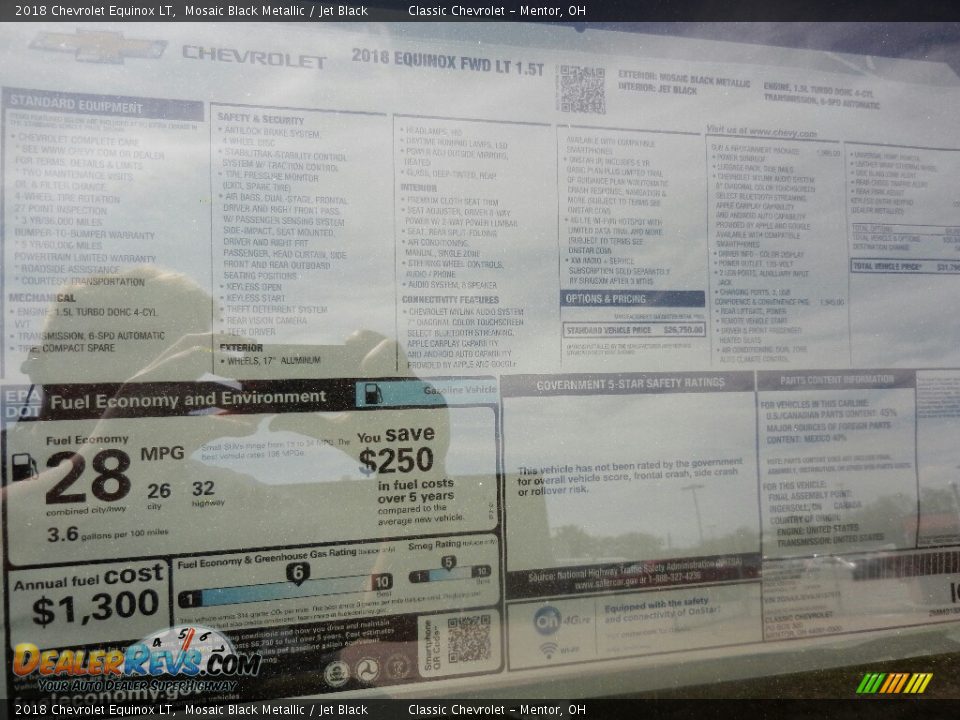 2018 Chevrolet Equinox LT Mosaic Black Metallic / Jet Black Photo #6