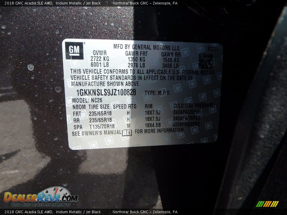 2018 GMC Acadia SLE AWD Iridium Metallic / Jet Black Photo #15