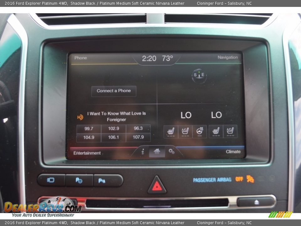 2016 Ford Explorer Platinum 4WD Shadow Black / Platinum Medium Soft Ceramic Nirvana Leather Photo #19