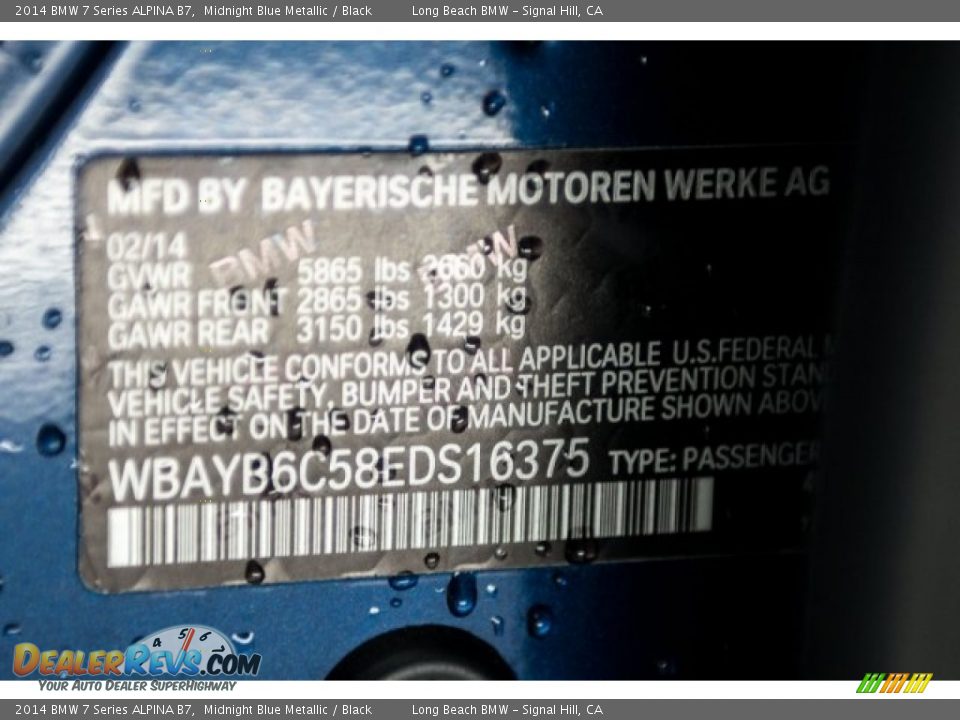 2014 BMW 7 Series ALPINA B7 Midnight Blue Metallic / Black Photo #19