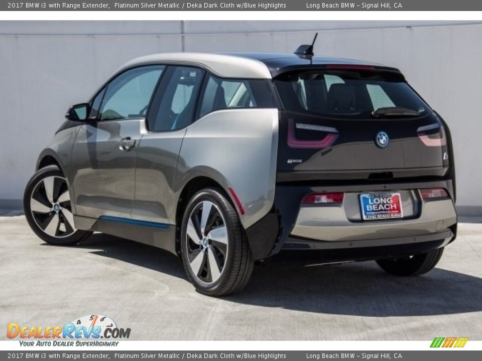 2017 BMW i3 with Range Extender Platinum Silver Metallic / Deka Dark Cloth w/Blue Highlights Photo #3