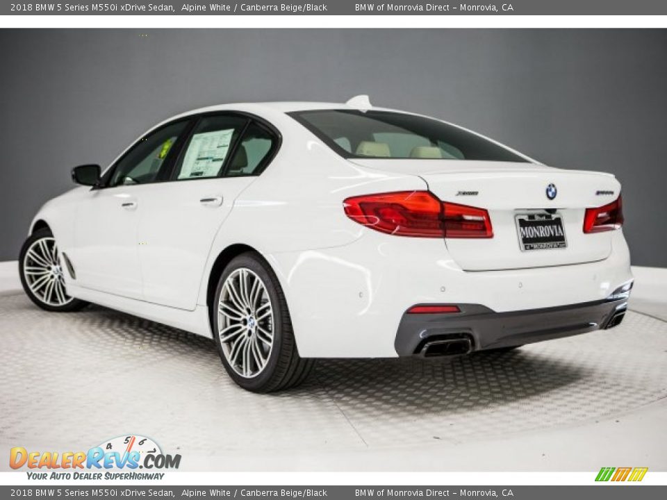 2018 BMW 5 Series M550i xDrive Sedan Alpine White / Canberra Beige/Black Photo #3
