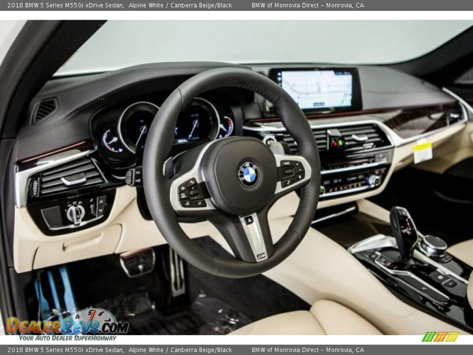 2018 BMW 5 Series M550i xDrive Sedan Alpine White / Canberra Beige/Black Photo #5