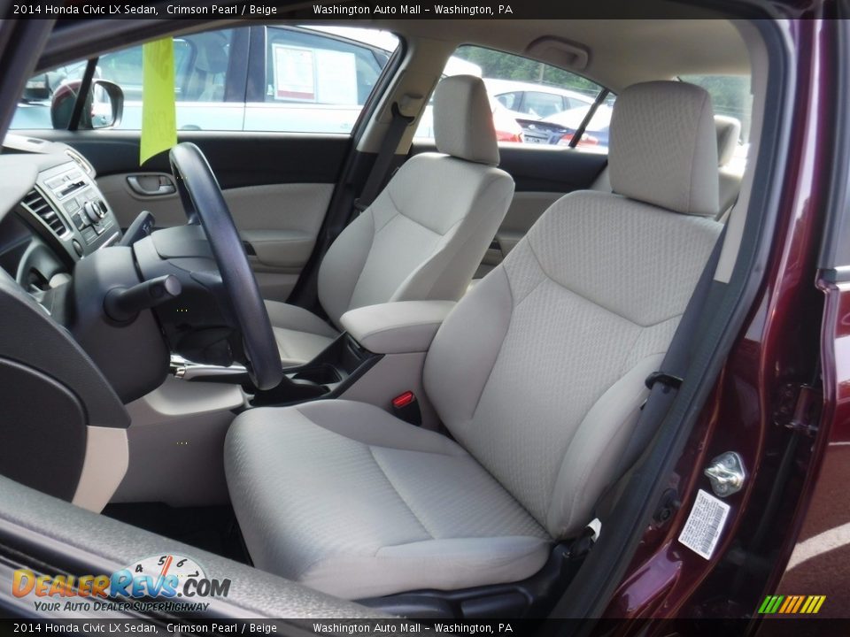 2014 Honda Civic LX Sedan Crimson Pearl / Beige Photo #11