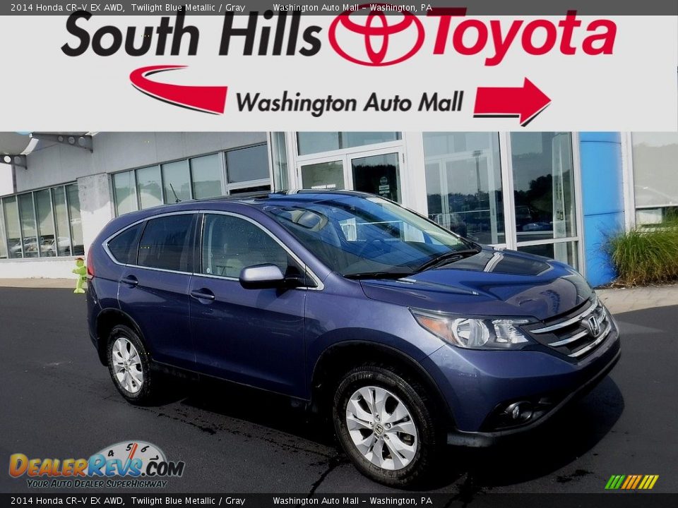 2014 Honda CR-V EX AWD Twilight Blue Metallic / Gray Photo #1