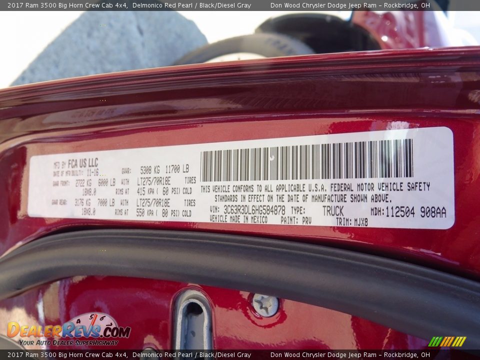 2017 Ram 3500 Big Horn Crew Cab 4x4 Delmonico Red Pearl / Black/Diesel Gray Photo #26