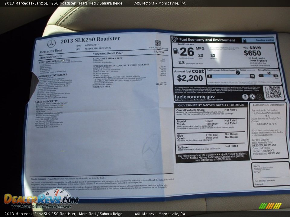 2013 Mercedes-Benz SLK 250 Roadster Mars Red / Sahara Beige Photo #10