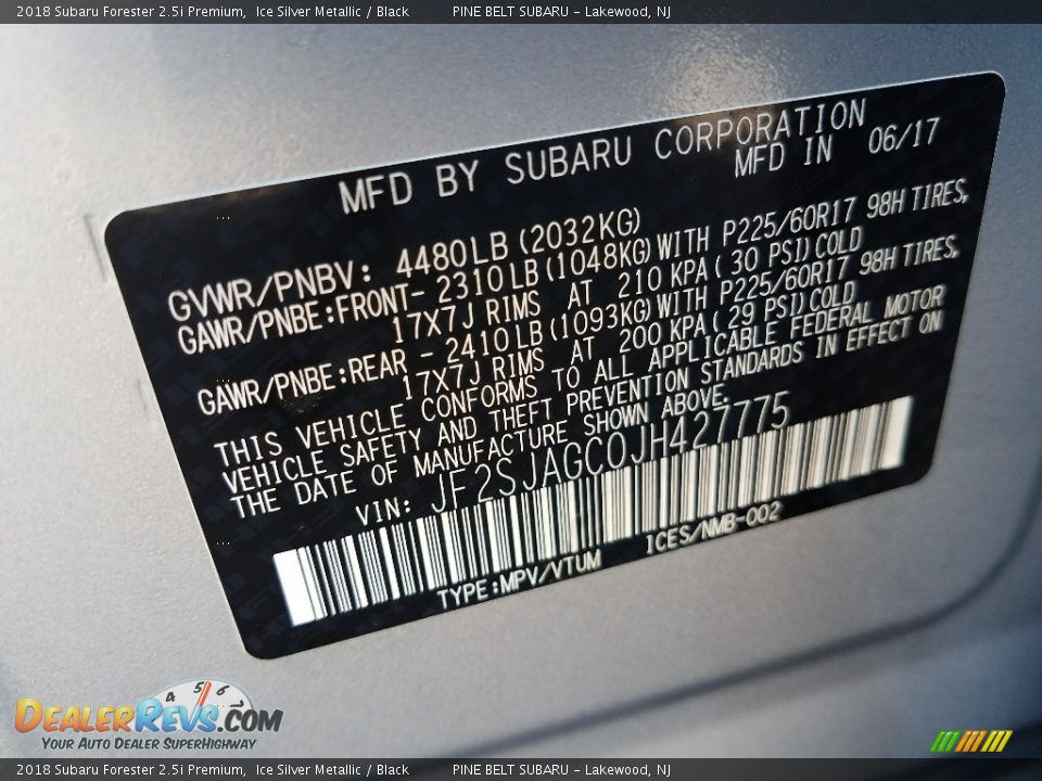 2018 Subaru Forester 2.5i Premium Ice Silver Metallic / Black Photo #9