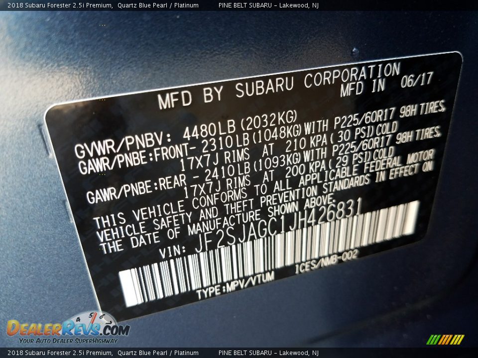 2018 Subaru Forester 2.5i Premium Quartz Blue Pearl / Platinum Photo #9