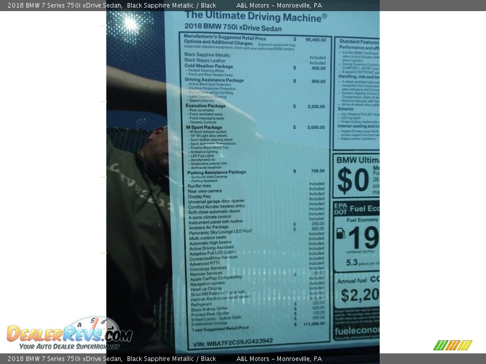 2018 BMW 7 Series 750i xDrive Sedan Black Sapphire Metallic / Black Photo #9