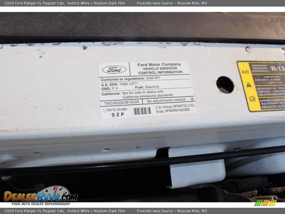 2009 Ford Ranger XL Regular Cab Oxford White / Medium Dark Flint Photo #17