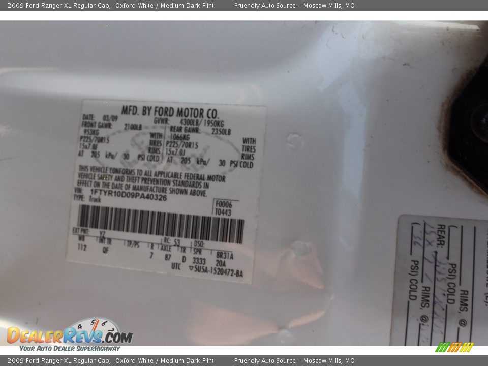 2009 Ford Ranger XL Regular Cab Oxford White / Medium Dark Flint Photo #22
