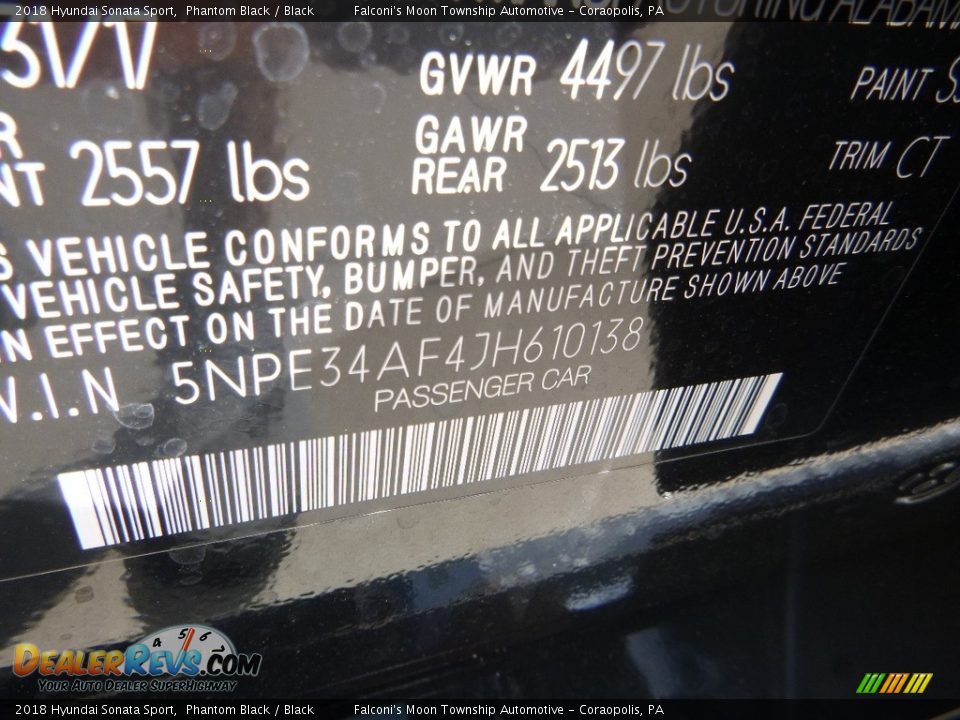 2018 Hyundai Sonata Sport Phantom Black / Black Photo #12