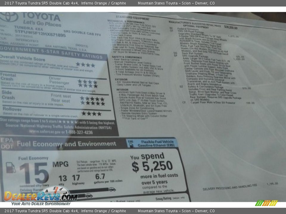 2017 Toyota Tundra SR5 Double Cab 4x4 Inferno Orange / Graphite Photo #10