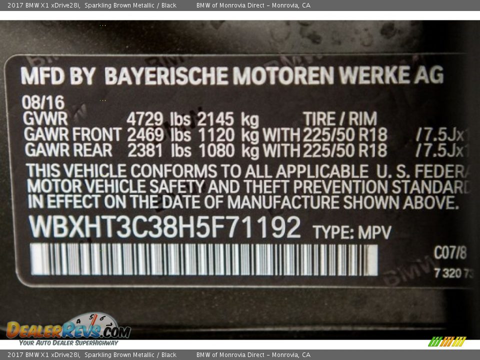 2017 BMW X1 xDrive28i Sparkling Brown Metallic / Black Photo #21