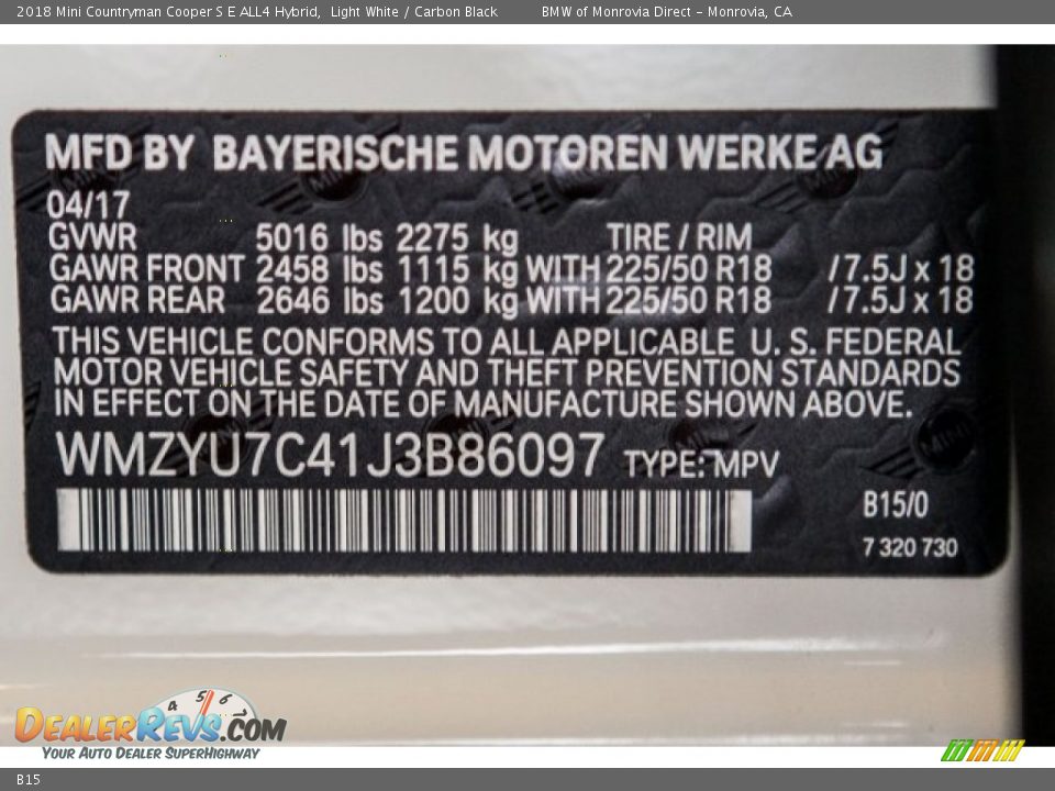 Mini Color Code B15 Light White