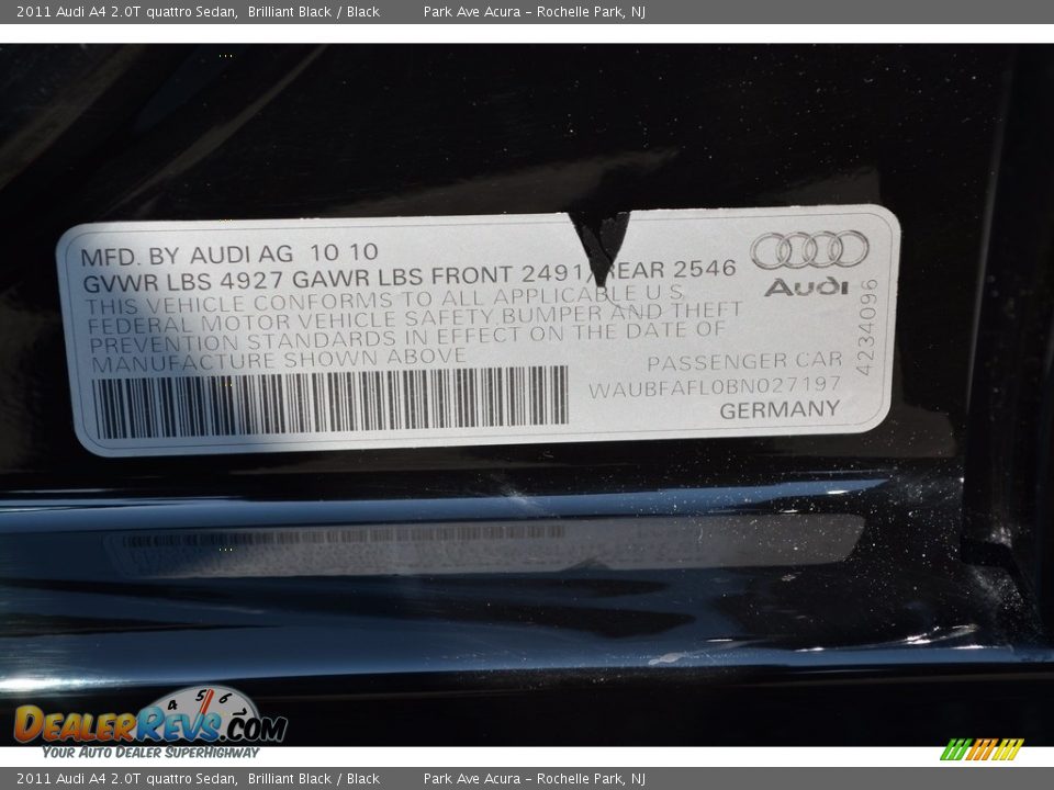 2011 Audi A4 2.0T quattro Sedan Brilliant Black / Black Photo #34