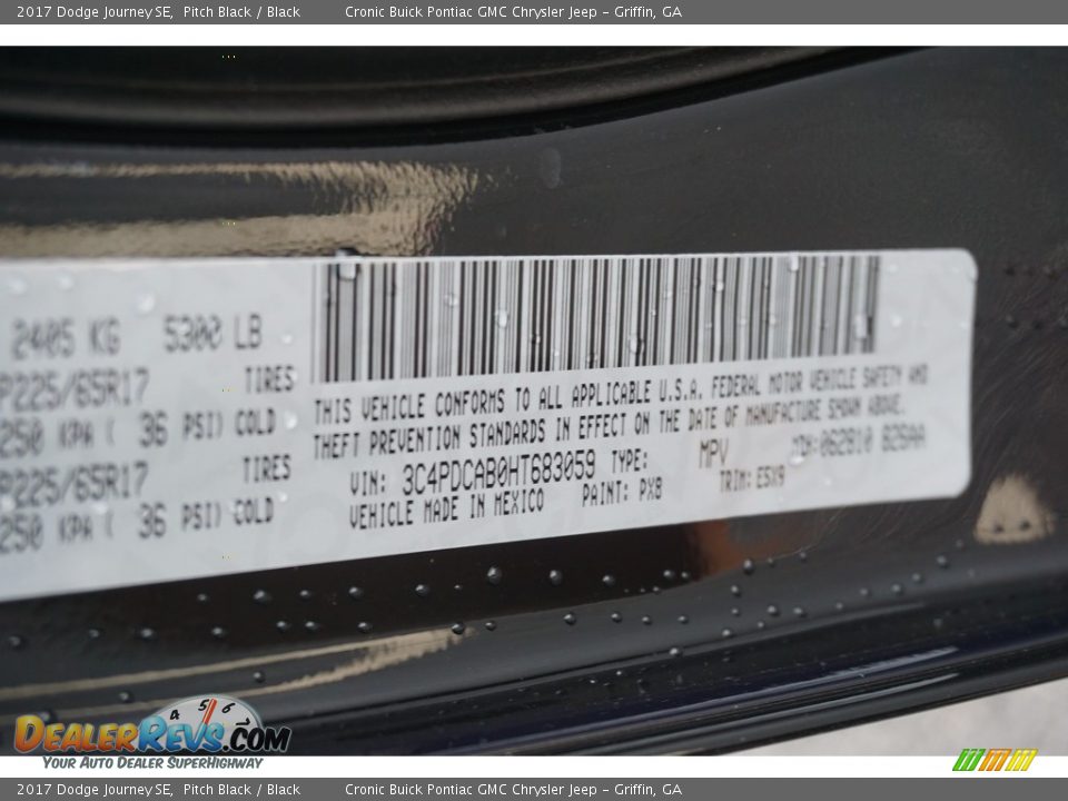 2017 Dodge Journey SE Pitch Black / Black Photo #11