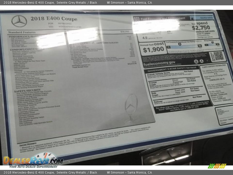 2018 Mercedes-Benz E 400 Coupe Selenite Grey Metallic / Black Photo #11