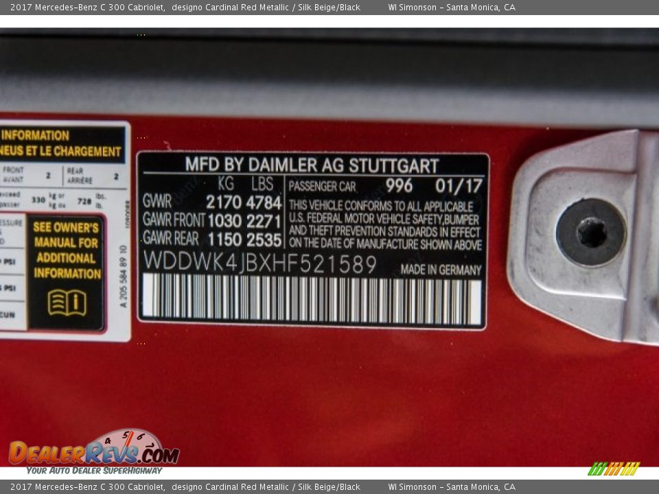 2017 Mercedes-Benz C 300 Cabriolet designo Cardinal Red Metallic / Silk Beige/Black Photo #10