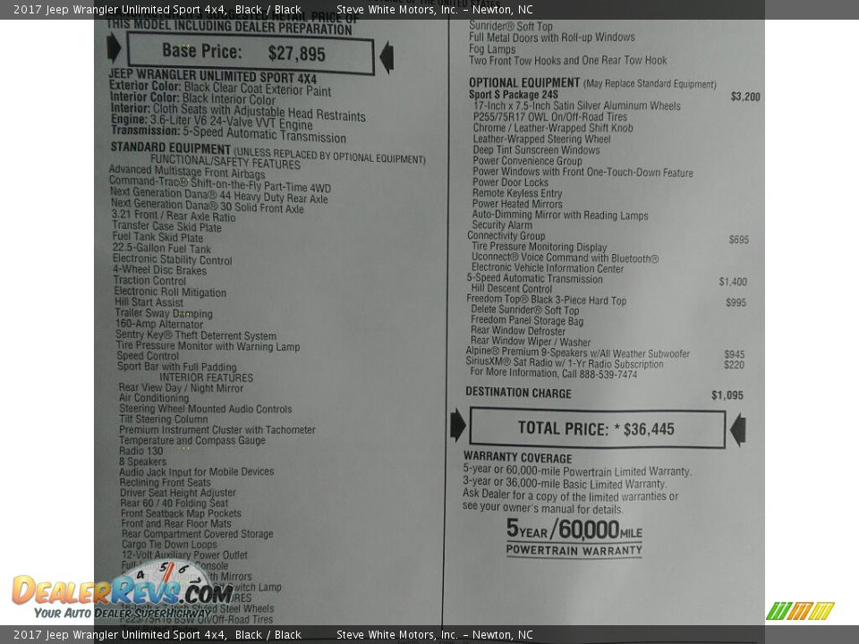 2017 Jeep Wrangler Unlimited Sport 4x4 Black / Black Photo #26