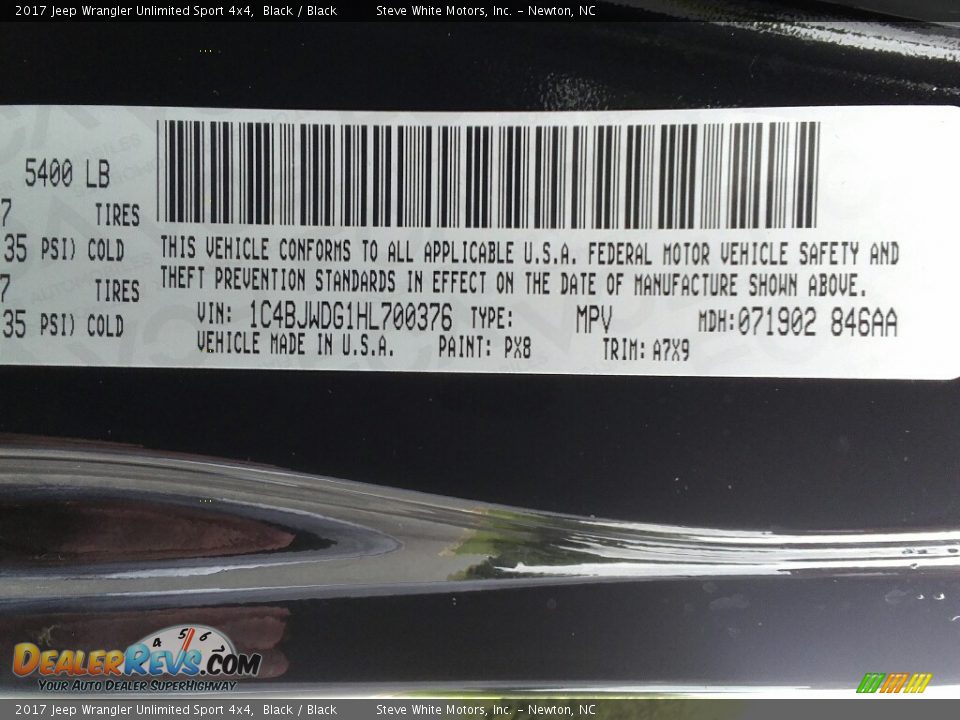 2017 Jeep Wrangler Unlimited Sport 4x4 Black / Black Photo #27